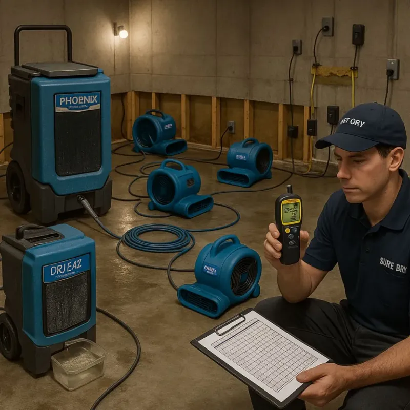 Structural Drying and Dehumidification process in West Raleigh, NC